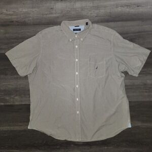 Mens Nautica Sanded Poplin Short Sleeve Plaid Button Up Shirt XXL